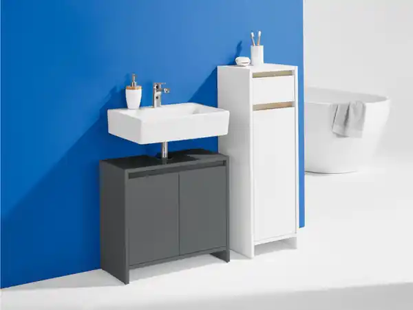 Bild 2 von LIVARNO HOME Waschbeckenunterschrank »Oslo«, mit Siphonausschnitt, anthrazit