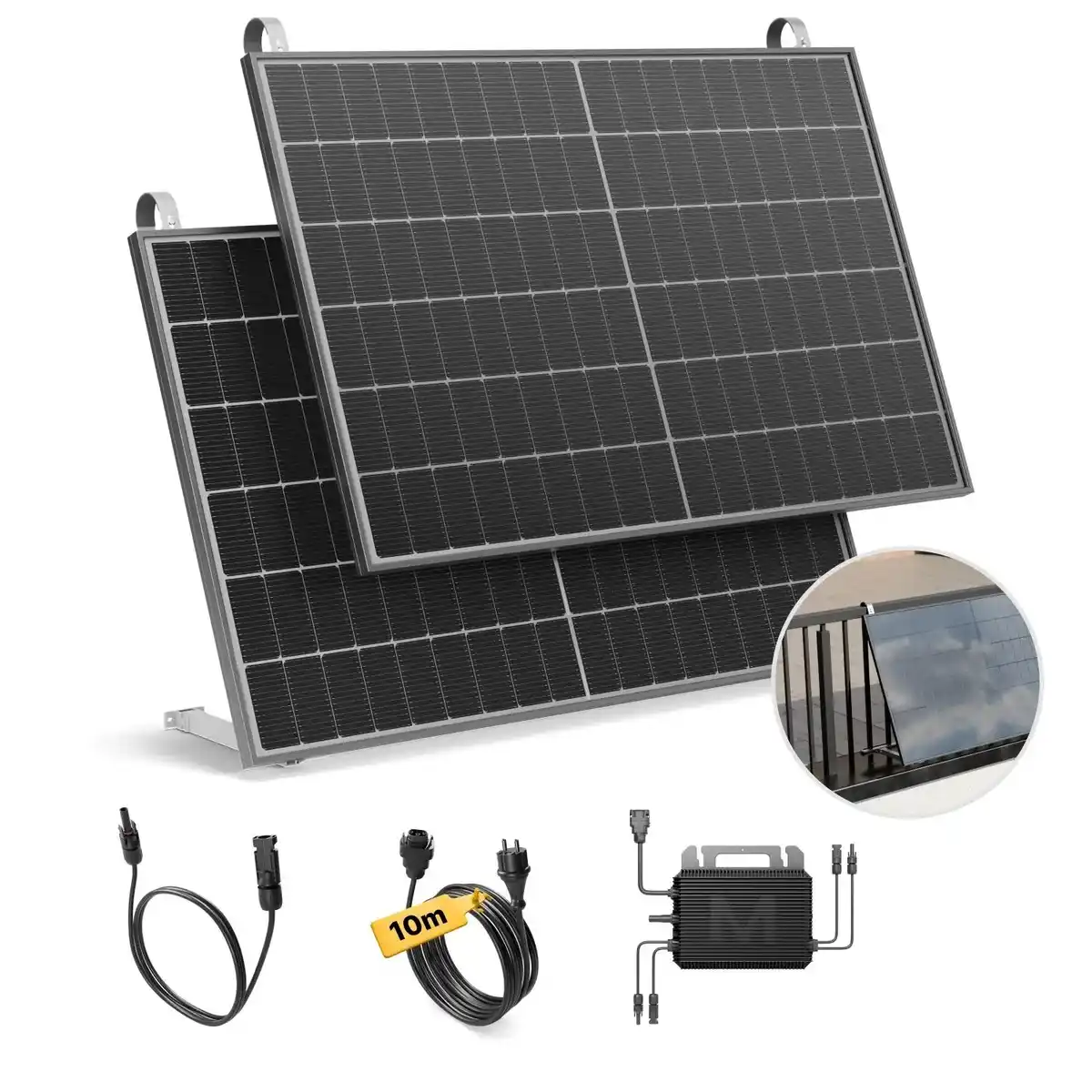 Bild 1 von Solakon Balkonkraftwerk 900W Solaranlage mit Balkonhalterung Steckerfertig Komplettset Photovoltaik 800W Kabellänge 10m