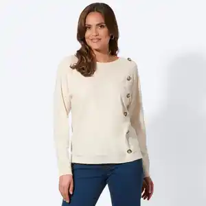 Damen-Pullover mit dekorativer Knopfleiste
