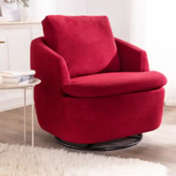Bild 2 von Drehbarer & schwingbarer Loungesessel mit gepolsterten Kissen, ca. 85 x 90 x 45-77 cm - Pink