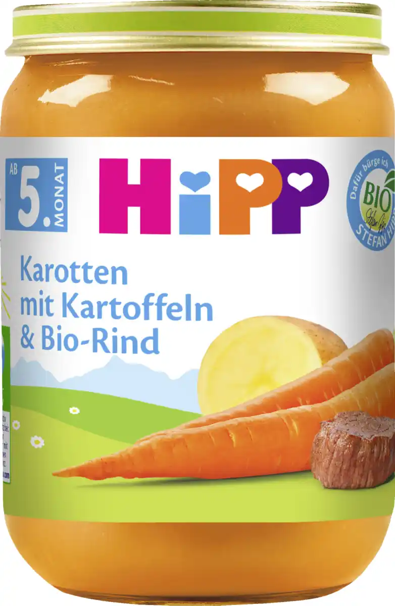 Bild 1 von HiPP Bio Karotten mit Kartoffeln & Bio-Rind, 190 g