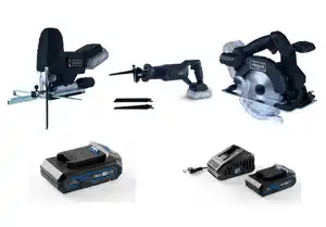 Akku-Maschinen Sägen-Set (Kreissäge, Stichsäge und Säbelsäge) 6tlg.