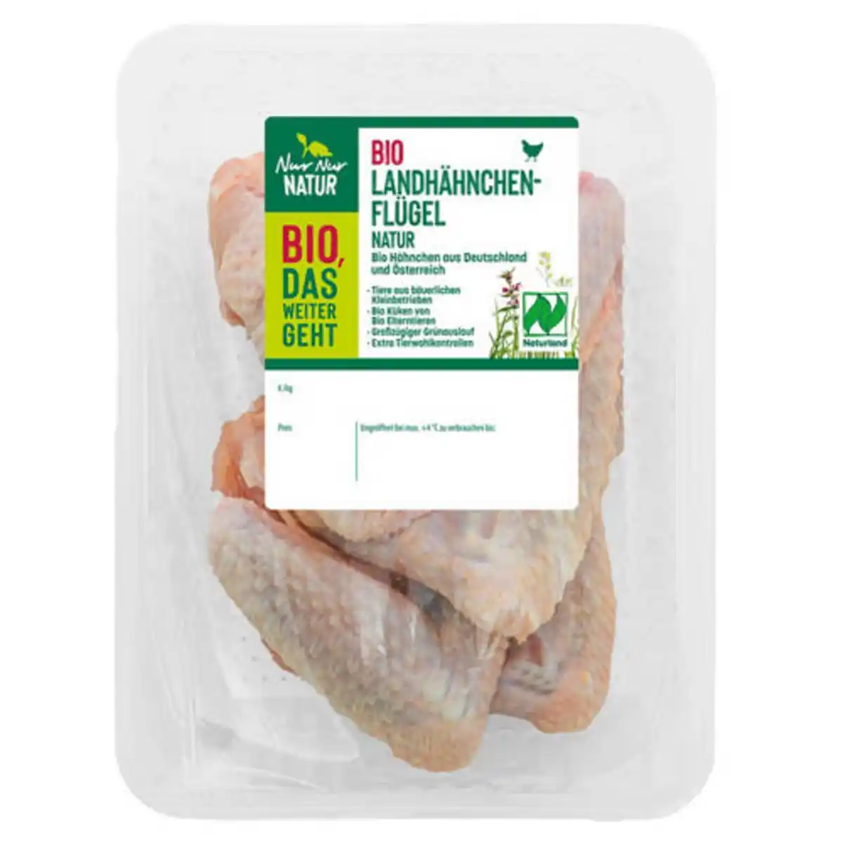 Bild 1 von NUR NUR NATUR Bio-Landhähnchen Flügel 350 g, Natur