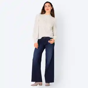 Damen-Wideleg-Jeans mit leichter Waschung