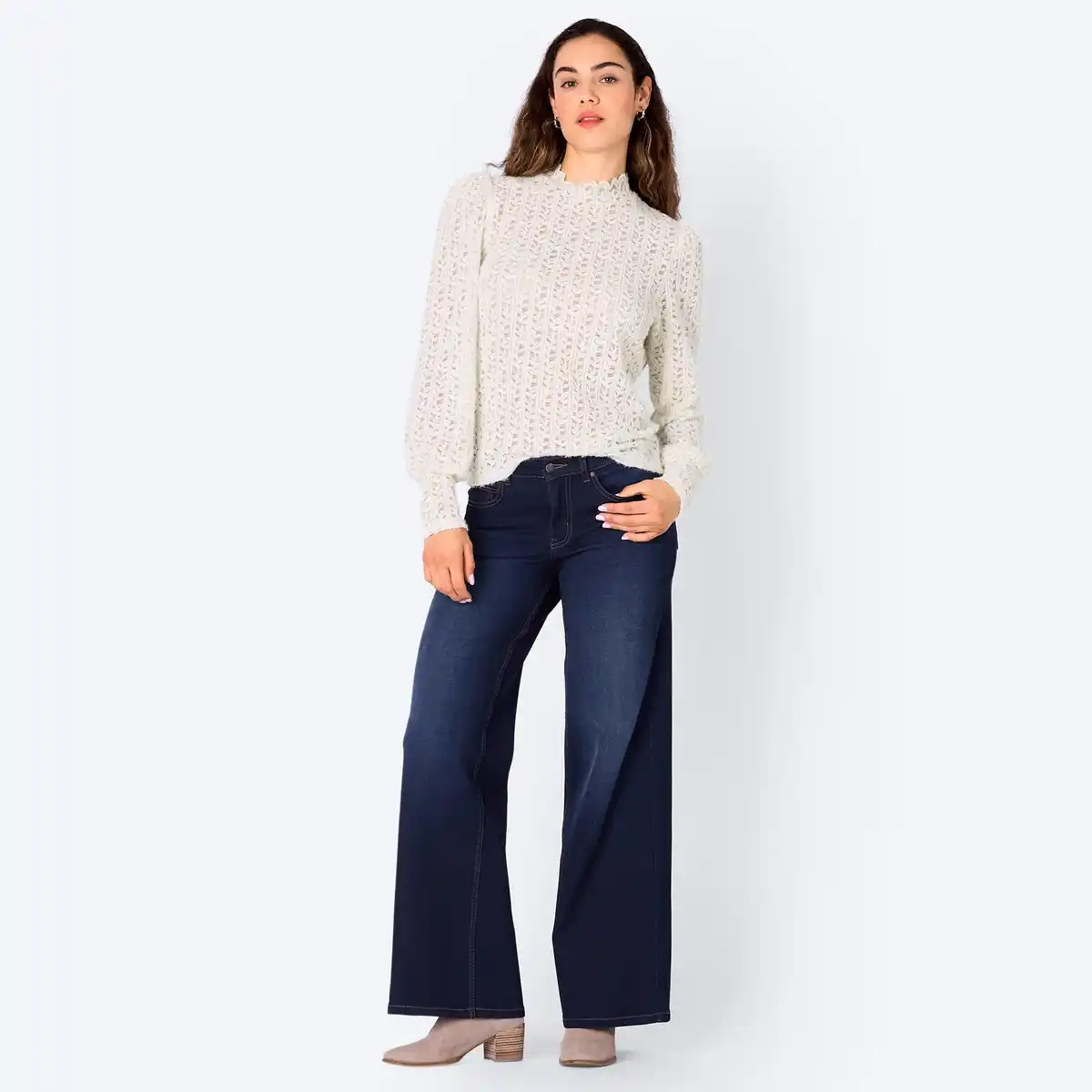 Bild 1 von Damen-Wideleg-Jeans mit leichter Waschung