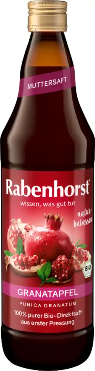 Bild 1 von Rabenhorst Granatapfel Muttersaft BIO 700ml - 100% purer Direktsaft, 700 ml