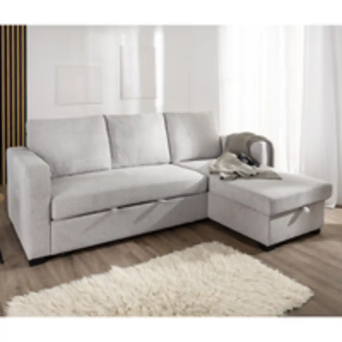 Bild 2 von Ecksofa, reversibel links/rechts, ca. 220 x 147 x 86 cm - Hellgrau