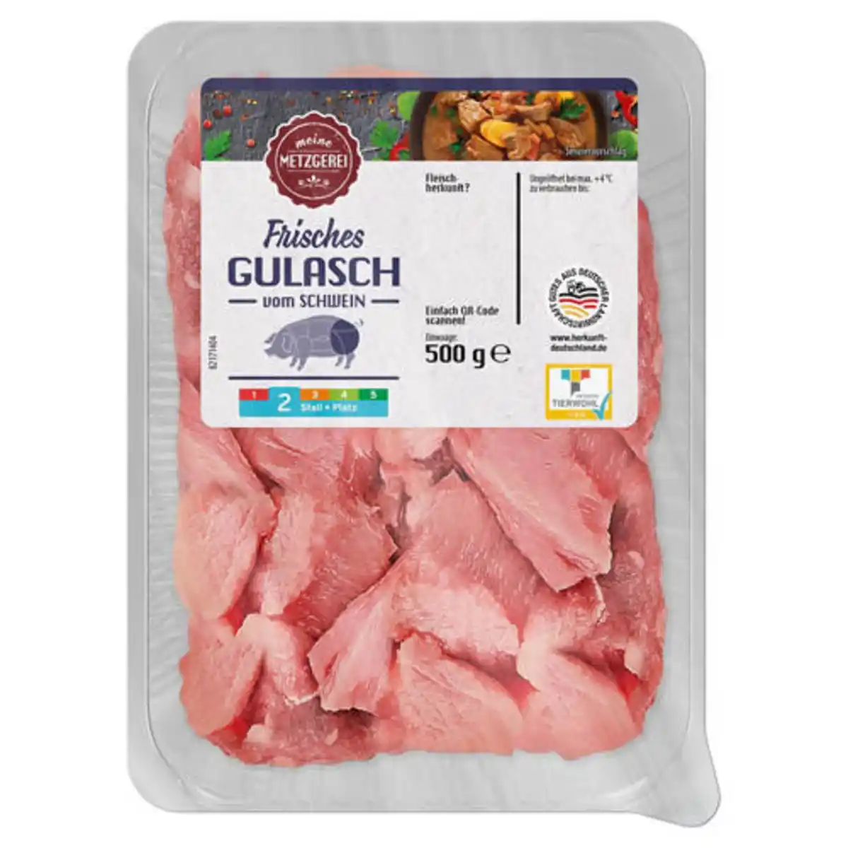 Bild 1 von MEINE METZGEREI Gulasch vom Schwein 500 g