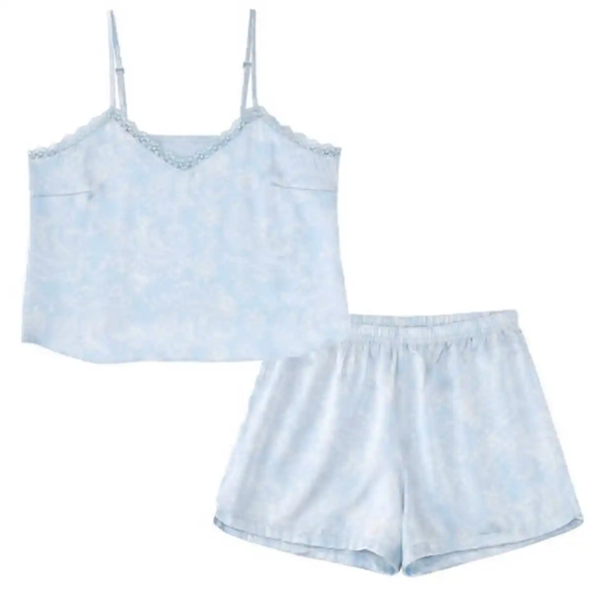 Bild 1 von UP2FASHION WOMEN Damen Shorty-Pyjama in Satin-Optik, Blau, S 36/38