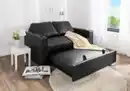 Bild 2 von 2-Sitzer Sofabett inkl. Kissen, ca. 150 x 96 x 86 cm - Lederoptik Schwarz