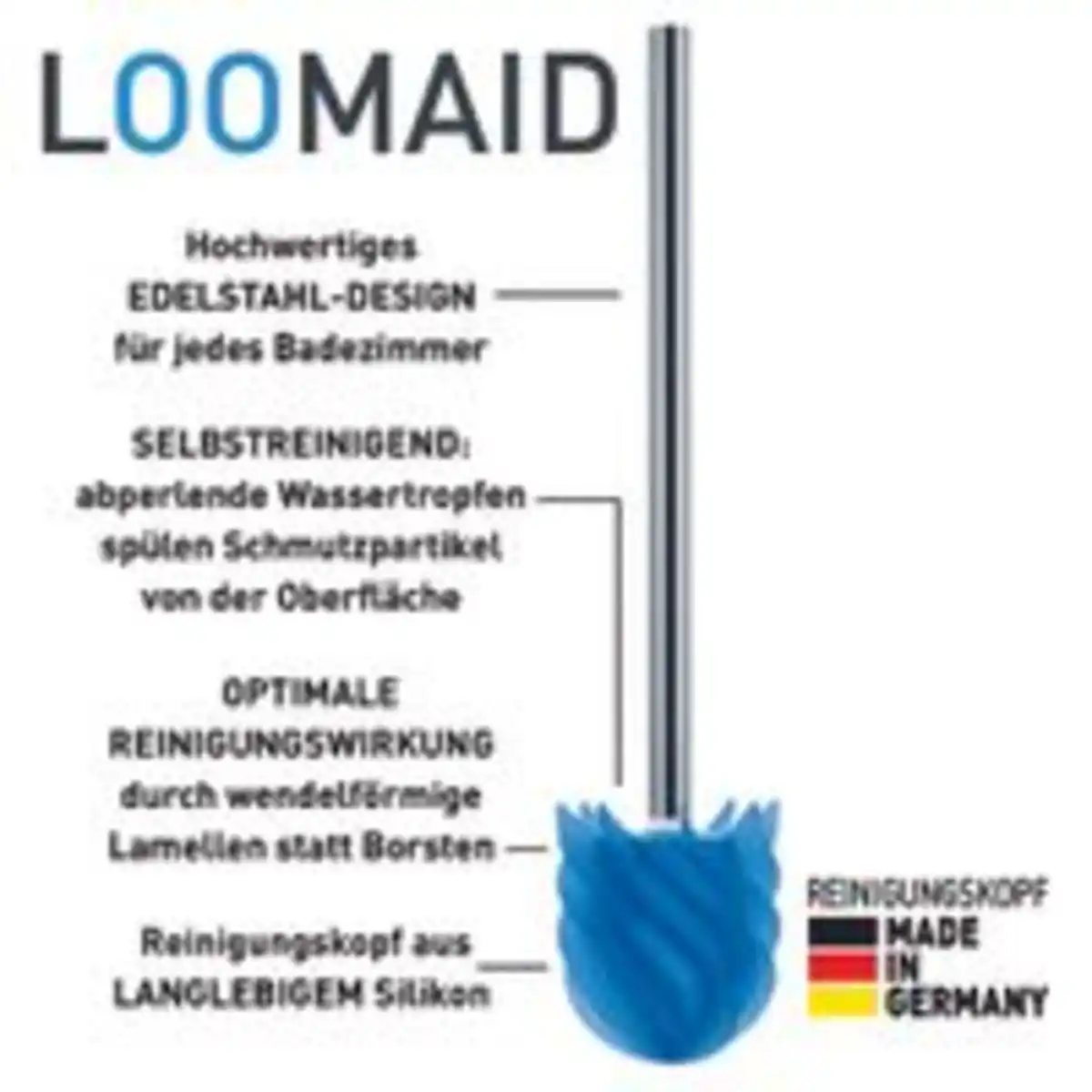 Bild 4 von WC-Bürste Silikonkopf Edelstahl / Blau mit Ständer