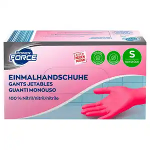 POWER FORCE Einweg Handschuhe Nitril, 100 Stück, Magenta, S
