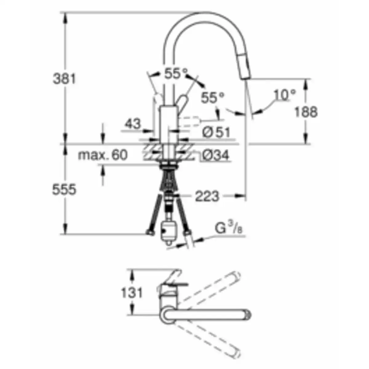 Bild 4 von GROHE Spültischarmatur »Get«, Metall, glänzend, ⅜"