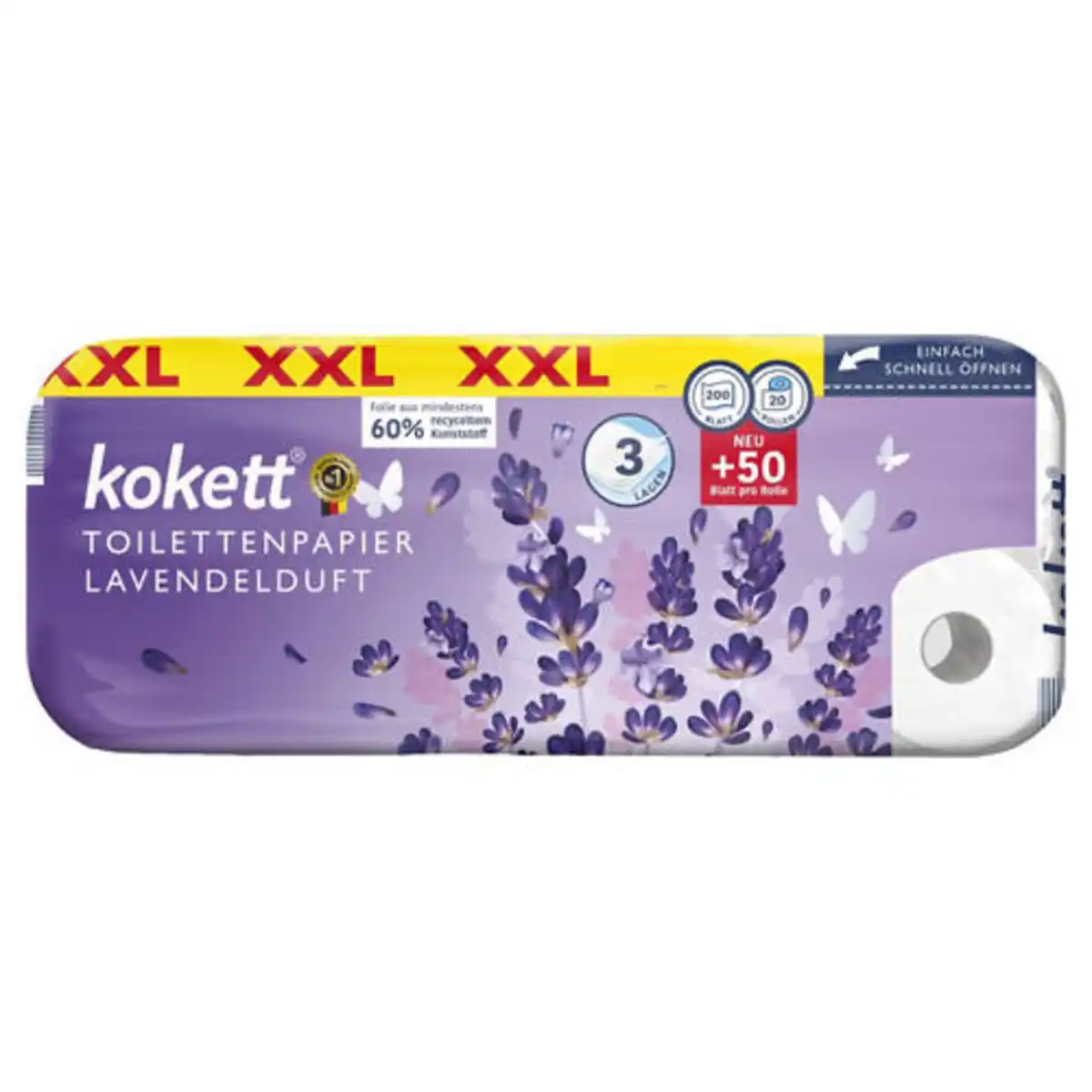 Bild 1 von KOKETT Lavendel Toilettenpapier XXL 3-lagig, 20 x 200 Blatt