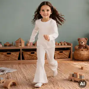 Kinder-Mädchen-Set mit Rippstruktur, 2-teilig