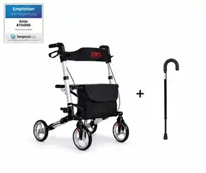 Alu Vierrad-Rollator Leichtgewicht AT51006 inkl. Gehstock