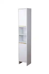 Bad-Hochschrank mit 2 Türen, ca. 180 x 32 x 28 cm - Weiß