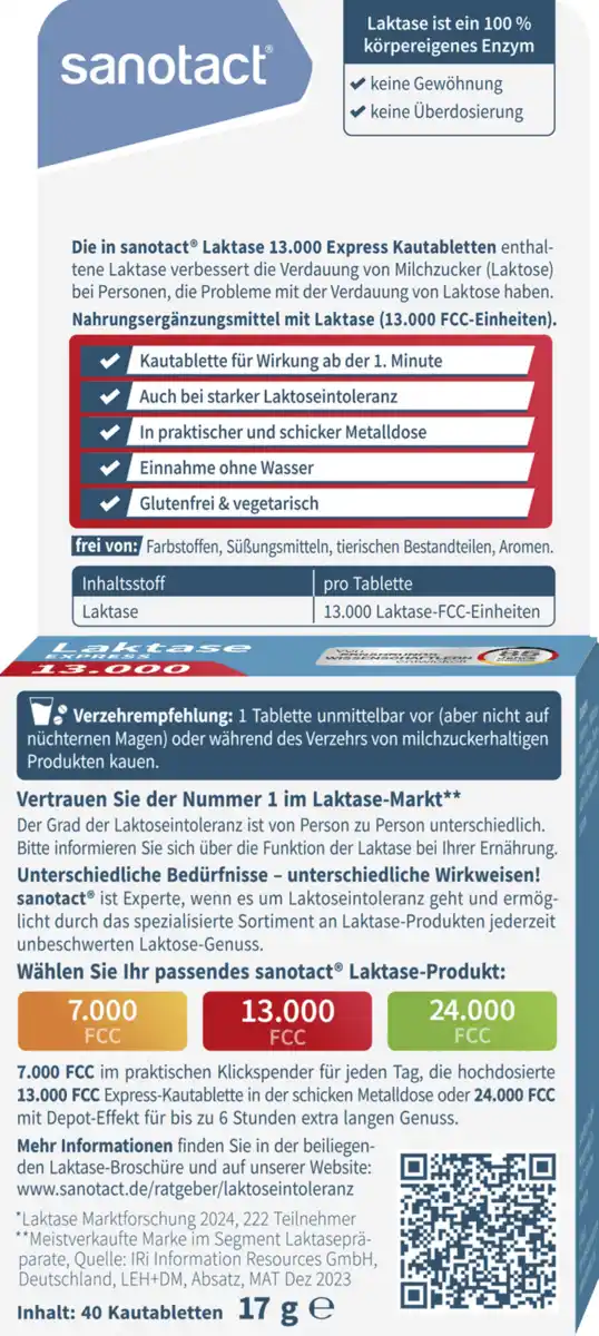 Bild 2 von sanotact® Express Laktase 13.000 Kautabletten, 18 g