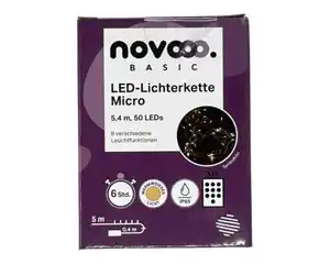 novooo LED Lichterkette m Timer+FB, 50 Stück