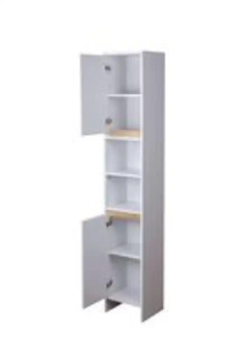 Bild 2 von Bad-Hochschrank mit 2 Türen, ca. 180 x 32 x 28 cm - Weiß