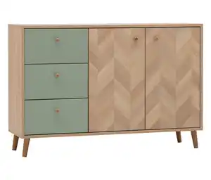 Sideboard »Visby«, Eichen-Fischgräten-Dekor, pistazie