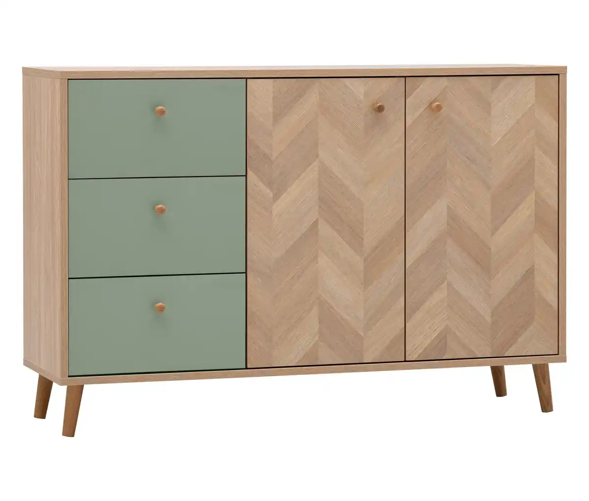 Bild 1 von Sideboard »Visby«, Eichen-Fischgräten-Dekor, pistazie