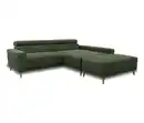 Bild 1 von DOMO Eck-Schlafsofa »Malmö« mit Hocker, Longchair rechts, dunkelgrün/holzfarben