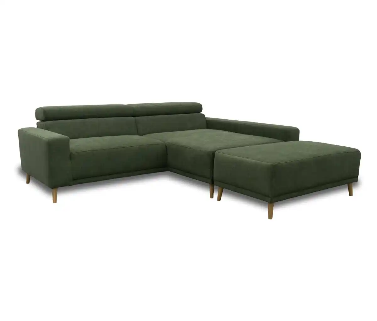 Bild 1 von DOMO Eck-Schlafsofa »Malmö« mit Hocker, Longchair rechts, dunkelgrün/holzfarben
