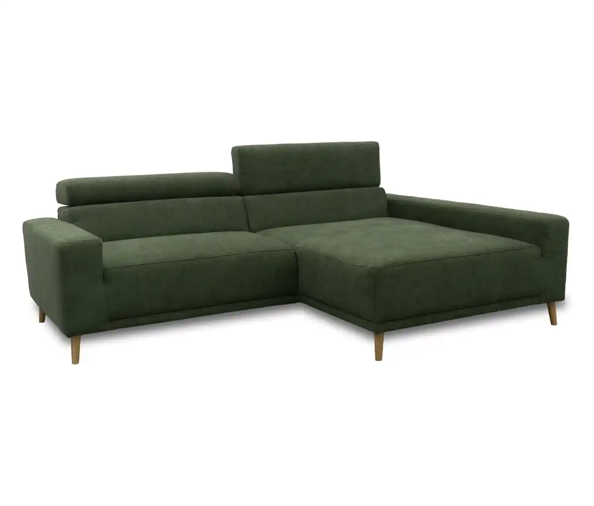 Bild 1 von DOMO Sofa »Malmö«, Longchair rechts, mit Kopfteilverstellung, grün/holz