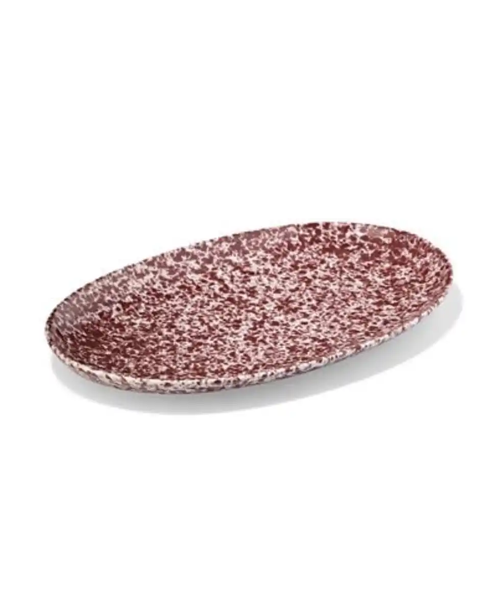 Bild 1 von Servierschale 21 × 32 × 2 cm, Trend, Steingut, gesprenkelt, weinrot