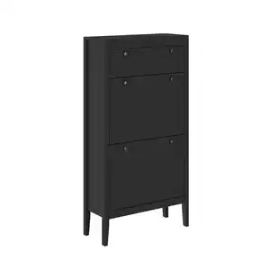 Vicco Schuhschrank, Schwarz, Holzwerkstoff, 1 Fächer, Rechteckig, 60x115x23.5 cm, Garderobe, Schuhaufbewahrung, Schuhschränke