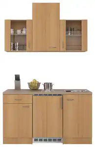 Miniküche Nano m. Geräten B: ca. 150cm Buchefarben, Buchefarben
