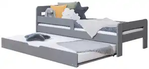 Bett Bennet mit Ausziehbett ca. 120x200 cm Hellgrau, Hellgrau