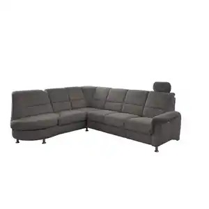 Livetastic Ecksofa, Graubraun, Metall, Uni, 6-Sitzer, Ottomane links, L-Form, 275x236 cm, Made in EU, Relaxfunktion, seitenverkehrt erhältlich, Rücken echt, USB-Anschluss, Herz-Waage-Funktion, USB-
