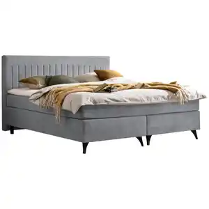 Boxxx Boxspringbett, Platin, Metall, H3, Höhe ca. 17 cm, 180x200 cm, Stoffauswahl, Topper durchgehend, Matratze in verschiedenen Härtegraden erhältlich, geteilt, Schlafzimmer, Betten, Doppelbetten