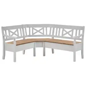 Boxxx Eckbank, Weiß, Laugenfarbig, Holz, Kiefer, massiv, 4-5-Sitzer, seitenverkehrt montierbar, Trapezform, 170x147 cm, planbar, seitenverkehrt erhältlich, Truhe im Sitz, in verschiedenen Größen