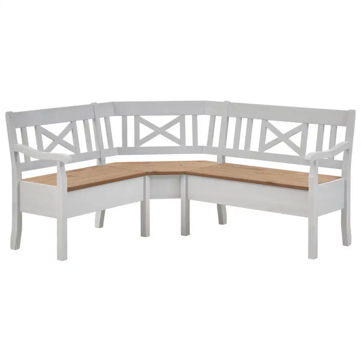 Bild 1 von Boxxx Eckbank, Weiß, Laugenfarbig, Holz, Kiefer, massiv, 4-5-Sitzer, seitenverkehrt montierbar, Trapezform, 170x147 cm, planbar, seitenverkehrt erhältlich, Truhe im Sitz, in verschiedenen Größen