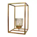 Bild 1 von Teelichthalter, Gold, Metall, Glas, 18x30x18 cm, zum Stellen, Dekoration, Kerzen & Zubehör, Teelichthalter