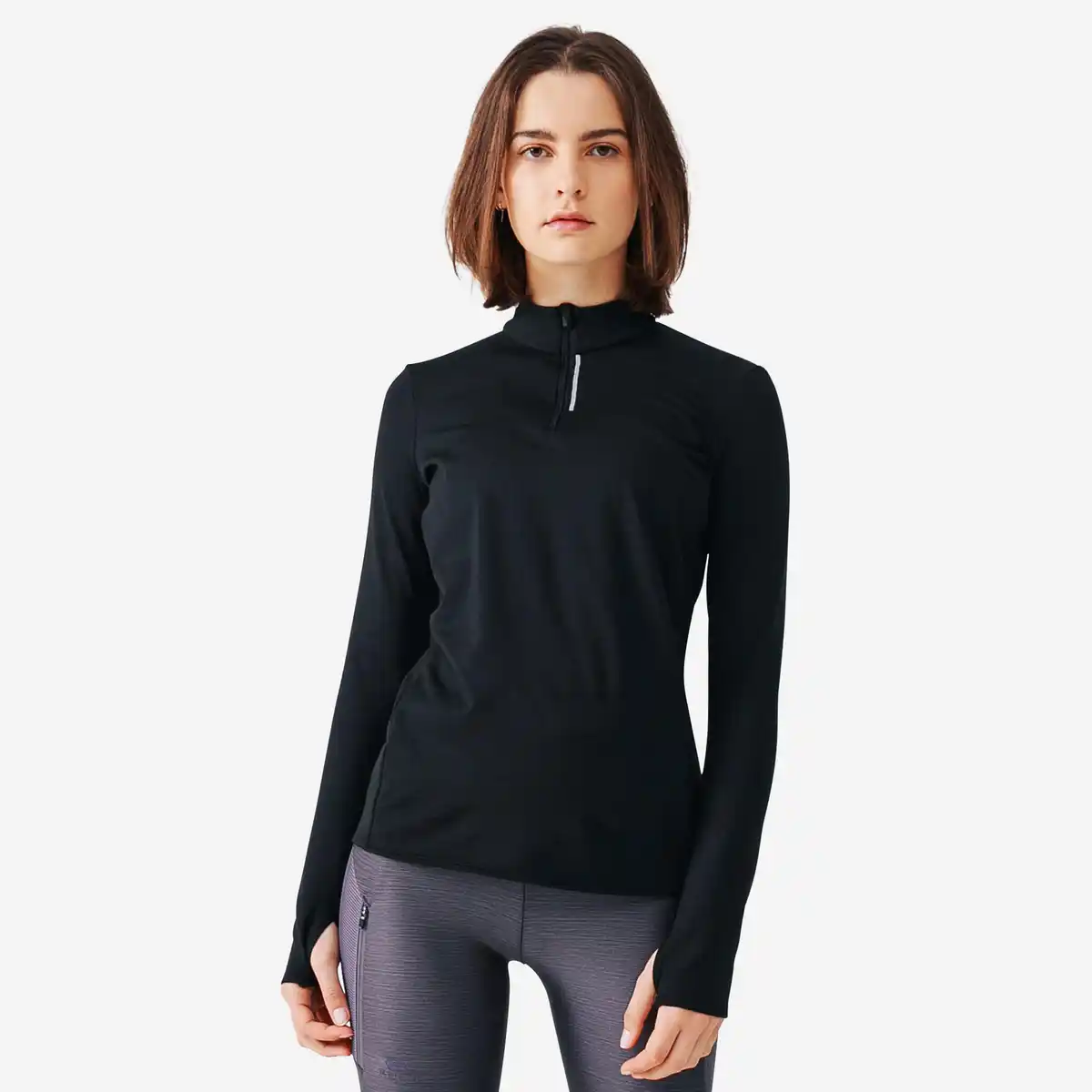 Bild 1 von KIPRUN Laufshirt langarm Damen warm - Zip schwarz
