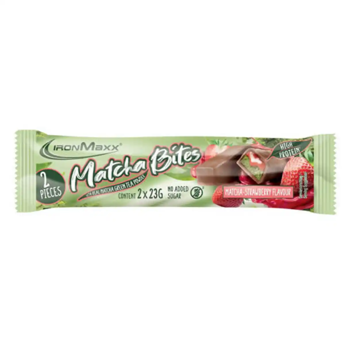 Bild 1 von IRONMAXX Matcha Bites 2 × 23 g, Strawberry Flavour