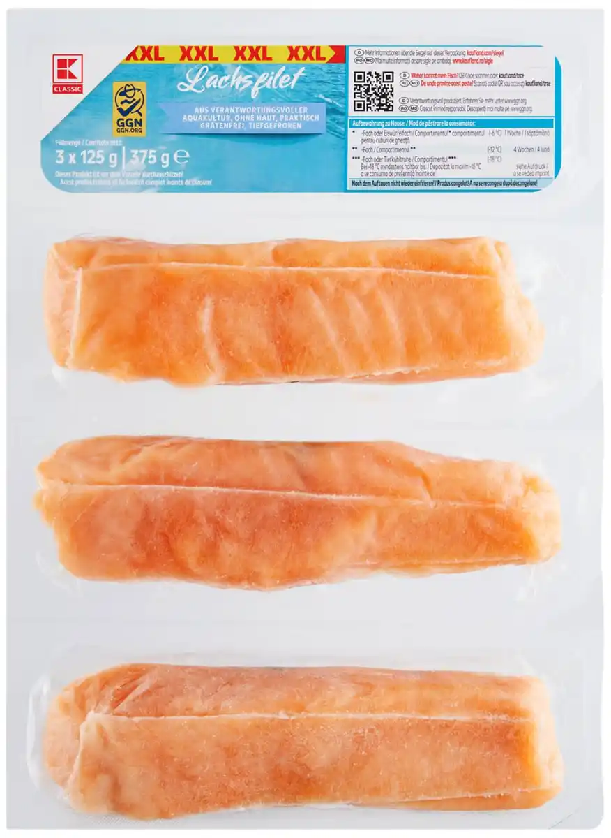 Bild 1 von K-CLASSIC Lachsfilets XXL, 3 St. = 375-g-Großpackg.