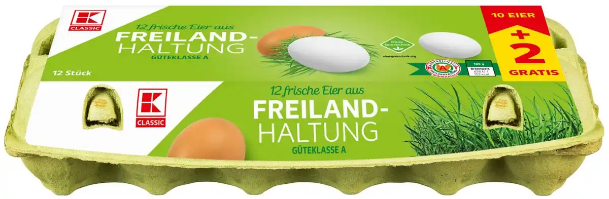 Bild 1 von K-CLASSIC Frische Eier aus Freilandhaltung, 12-St.-Packg.