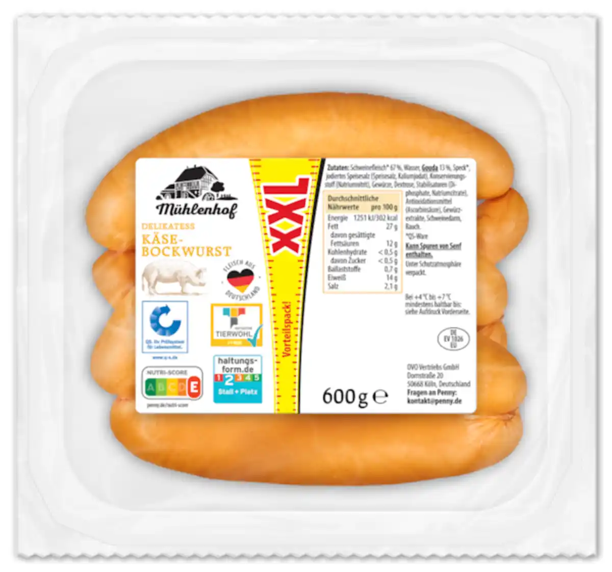 Bild 1 von MÜHLENHOFXXL Käse-Bockwurst*