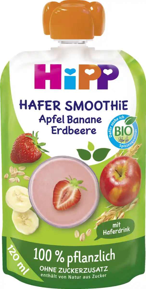 Bild 1 von HiPP Bio für Kinder Hafer Smoothie Apfel Banane Erdbeere, 120 g