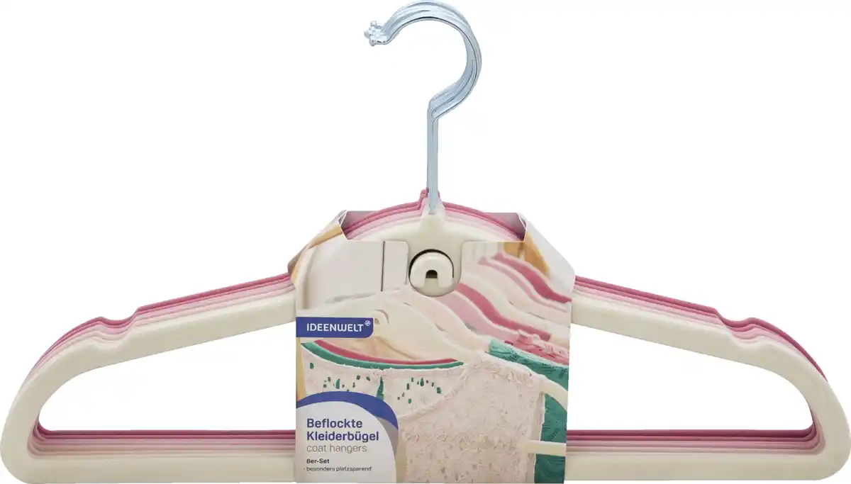 Bild 1 von IDEENWELT 8er Set Beflockte Kleiderbügel pink