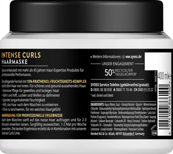 Bild 2 von Syoss Haarmaske Intense Curls, 400 ml