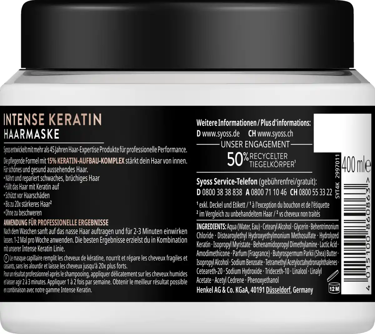 Bild 2 von Syoss Intense Keratin Haarmaske, 400 ml