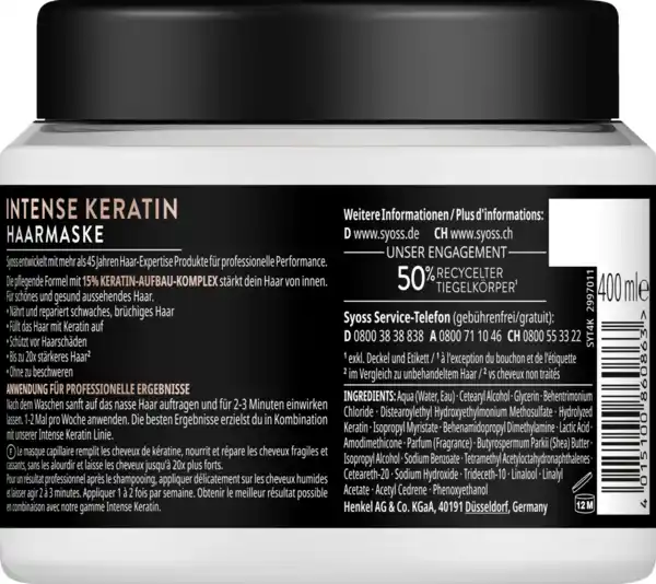 Bild 2 von Syoss Intense Keratin Haarmaske, 400 ml