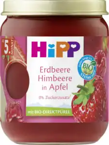HiPP Bio Erdbeere Himbeere in Apfel, 160 g
