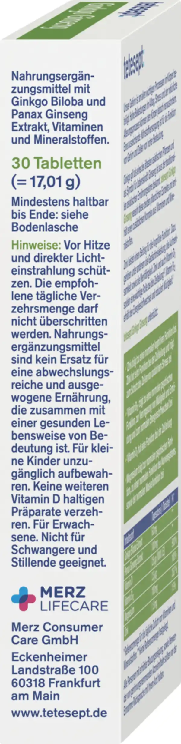 Bild 3 von tetesept Ginkgo Ginseng Tabletten, 17 g